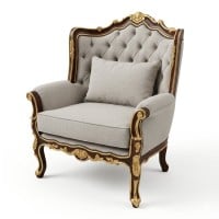 Poltrona Versalhes Capitonê Entalhada Madeira Maciça Luxo Artesanal Design Clássico