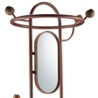 Mancebo Astra Cabideiro com Espelho e Bandeja Redonda com Recouro Estrutura em Aço Carbono Base em Madeira Design by Studio Oune