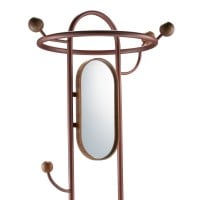 Mancebo Astra Cabideiro com Espelho e Bandeja Redonda com Recouro Estrutura em Aço Carbono Base em Madeira Design by Studio Oune