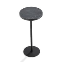 Mesa de Apoio Pitie Tampo Redondo em Mármore Base em Aço Carbono e Haste em Alumínio