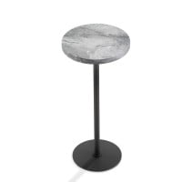 Mesa de Apoio Pitie Tampo Redondo em Mármore Base em Aço Carbono e Haste em Alumínio