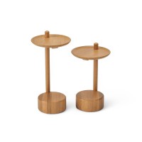 Mesa Auxiliar Khaliun Redonda Conjunto Estrutura Madeira Eucalipto