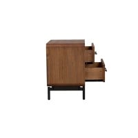 Mesa de Cabeceira Soho em Madeira de Reflorestamento com Base Elevada em Aço Carbono Designer by Pedro Mendes