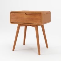 Mesa de Cabeceira Belkis com Gaveta Estrutura Madeira Eucalipto