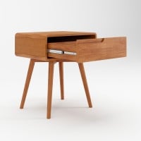 Mesa de Cabeceira Belkis com Gaveta Estrutura Madeira Eucalipto