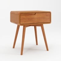 Mesa de Cabeceira Belkis com Gaveta Estrutura Madeira Eucalipto