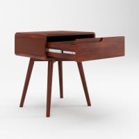 Mesa de Cabeceira Belkis com Gaveta Estrutura Madeira Eucalipto