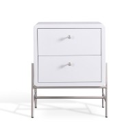 Mesa de Cabeceira Taynne 2 Gavetas Pintura Laca Fosca Base Aço Carbono Pintura Metalizada