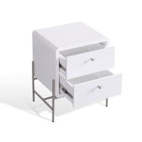 Mesa de Cabeceira Taynne 2 Gavetas Pintura Laca Fosca Base Aço Carbono Pintura Metalizada