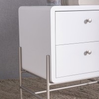 Mesa de Cabeceira Taynne 2 Gavetas Pintura Laca Fosca Base Aço Carbono Pintura Metalizada