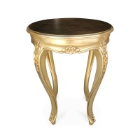 Mesa de Canto Napoleão Pintura Dourada Entalhada em Madeira