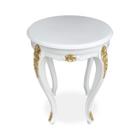 Mesa de Canto Napoleão Entalhada Madeira Maciça Design de Luxo