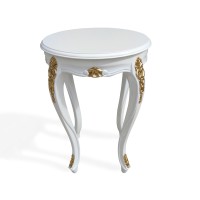 Mesa de Canto Napoleão Entalhada Madeira Maciça Design de Luxo