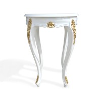 Mesa de Canto Napoleão Entalhada Madeira Maciça Design de Luxo