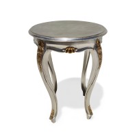 Mesa de Canto Napoleão Pintura Dourada Entalhada em Madeira Maciça