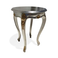 Mesa de Canto Napoleão Pintura Dourada Entalhada em Madeira Maciça