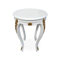 Mesa de Canto Napoleão Entalhada Madeira Maciça Design de Luxo