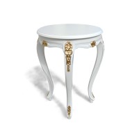 Mesa de Canto Napoleão Entalhada Madeira Maciça Design de Luxo