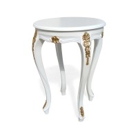 Mesa de Canto Napoleão Entalhada Madeira Maciça Design de Luxo