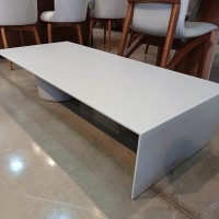 Mesa de Centro Flow em Lâmina de Madeira com Tampo Retangular e Base Cilíndrica Design by Alan Mantovani