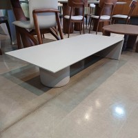 Mesa de Centro Flow em Lâmina de Madeira com Tampo Retangular e Base Cilíndrica Design by Alan Mantovani