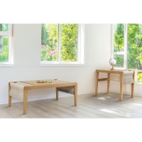 Mesa de Centro Shaya Retangular Detalhe Lateral em Trama Corda Náutica Tampo em Madeira Tauari