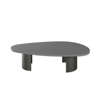 Mesa de Centro Eben Tampo Orgânico em Madeira com Duas Bases em Aço Carbono com Pintura Epóxi