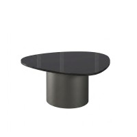 Mesa de Centro Eben II Tampo Orgânico em Vidro Pintado com Base Fechada em Aço Carbono com Pintura Epóxi