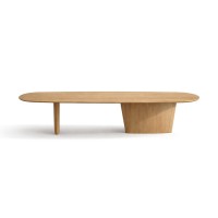Mesa de Centro Eldoria Tampo Oblongo em Lâmina de Madeira Design by Studio Traço