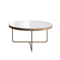 Mesa de Centro Eloá Redonda Tampo com Aro Metálico Base Aço Carbono com Pintura Epóxi