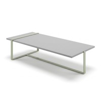 Mesa de Centro Fenice Tampo Retangular em Madeira e Base em Chapa de Aço Carbono com Pintura Epóxi