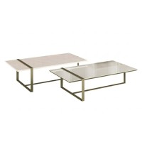 Mesa de Centro Fenice Tampo Retangular em Madeira e Base em Chapa de Aço Carbono com Pintura Epóxi