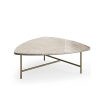 Mesa de Centro Frida Tampo Orgânico em Vidro Marmorizado com Estrutura em Aço Carbono com Pintura Epóxi