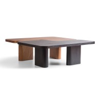 Mesa de Centro Geminy Design Orgânico Estrutura Lâmina de Madeira Tingida