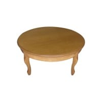 Mesa de Centro Inglesa Redonda Madeira Eucalipto Design de Luxo Peça Artesanal