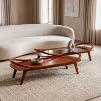 Mesa de Centro Janyus Estrutura Madeira Eucalipto e Lâmina Natural de Cinamomo Design by Jhoel Silva