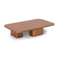 Mesa de Centro Juno Tampo Retangular Base em Madeira Maciça Acabamento Laminado 