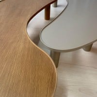 Mesa de Centro Lytus Design Orgânico Estrutura Laqueada Bases Cilíndricas