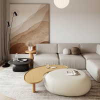 Mesa de Centro Lytus Design Orgânico Estrutura Laqueada Bases Cilíndricas