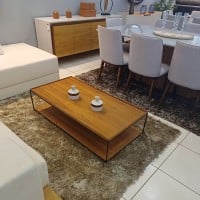 Mesa de Centro Maragogi Retangular Madeira de Manejo Base Aço Carbono