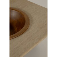 Mesa de Centro Nizhara II Tampo Retangular em Pedra Natural com Gamela Embutida em Madeira Tauari Design by M7 Estúdio