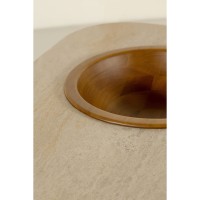 Mesa de Centro Nizhara II Tampo Retangular em Pedra Natural com Gamela Embutida em Madeira Tauari Design by M7 Estúdio