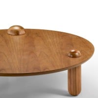 Mesa de Centro Obylon Madeira Tampo Redondo com Pés Cápsula em Madeira Maciça Design by Jonas Carnelossi