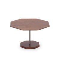 Mesa de Centro Ottus Octagonal Tampo Laminado Base em Madeira Maciça e Haste Tubular Metálica