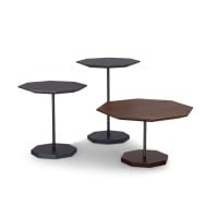 Mesa de Centro Ottus Octagonal Tampo Laminado Base em Madeira Maciça e Haste Tubular Metálica