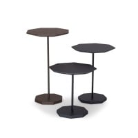 Mesa de Centro Ottus Octagonal Tampo Laminada Base em Madeira Maciça e Haste Tubular Metálica