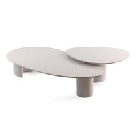 Mesa de Centro Tartuggon Duo Design Orgânico Tampo Laqueado Base Compensado Laqueado Bases Cilíndricas