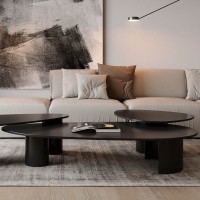 Mesa de Centro Tartuggon Duo Design Orgânico Tampo Laqueado Base Compensado Laqueado Bases Cilíndricas