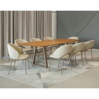 Mesa de Jantar Arezzo Retangular Tampo Laminado Cinamomo Base Aço Carbono Pintura Eletrostática Design Moderno