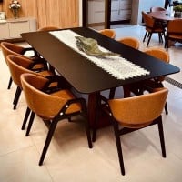 Mesa de Jantar Aurion Design Retangular Tampo Pré Composto Base Madeira Maciça Design Exclusivo by Luiz Bossardi